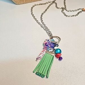 Key & tassle charm necklace